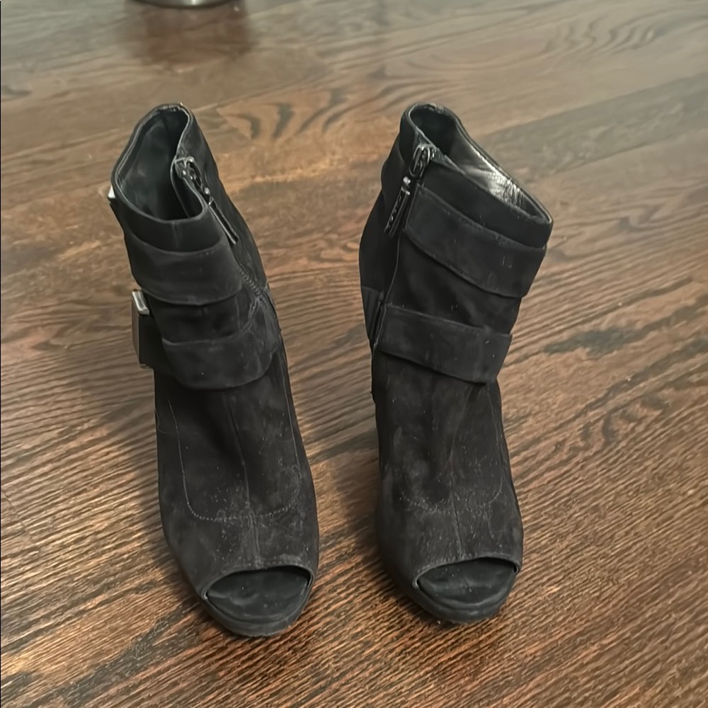 Calvin Klein Black Heeled Boots with Rugged Sole